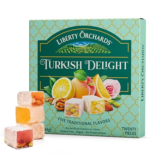 Liberty Orchards Turkish Delight - Premium Chewy Gourmet Vegan Candy 10 Oz.