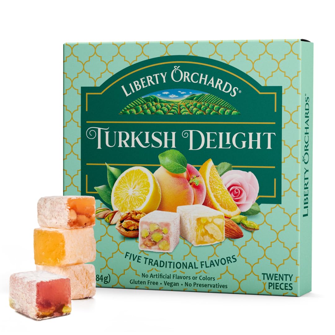 Liberty Orchards Turkish Delight - Premium Chewy Gourmet Vegan Candy 10 Oz.