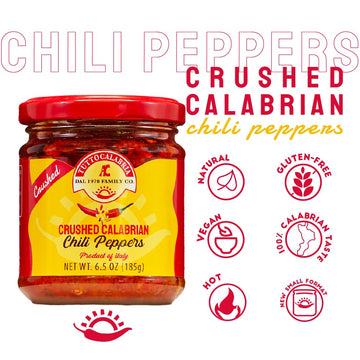 TUTTOCALABRIA Crushed Calabrian Chili Peppers, 6.5  oz (185  g) in Glass Jar - Artisanal Red Chili Pepper, Vegan, Gluten-Free, N