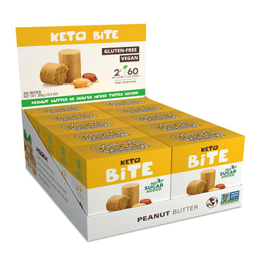 Pasokin Keto Bite Peanut Butter - Healthy Snacks With Zero Sugar Added I Low Carb Gluten-Free, Vegan, Plant-Based Protein, Dairy