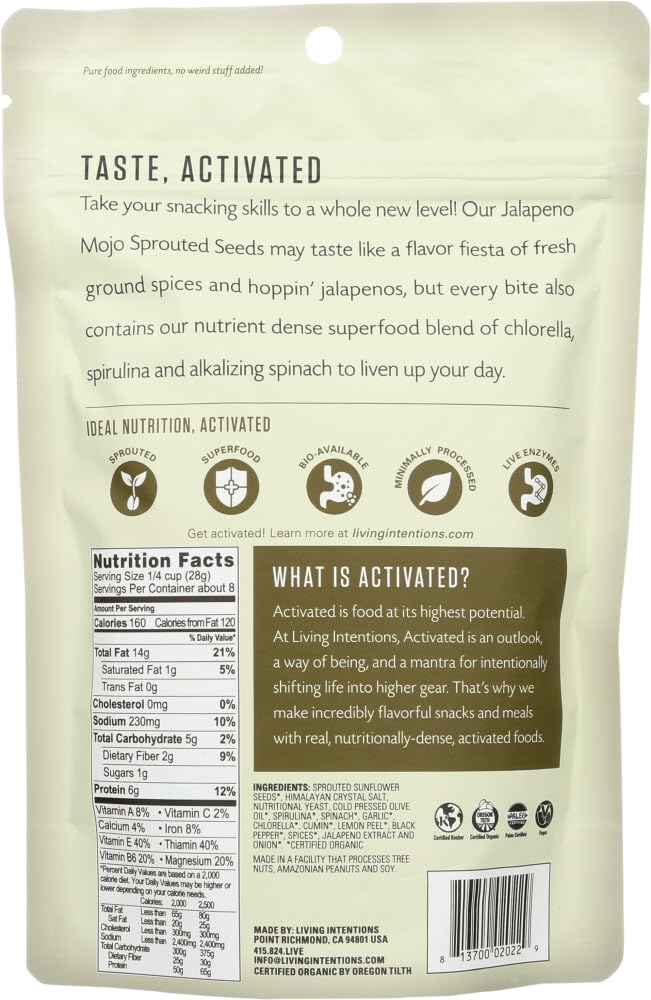 Liv Intent Organic Sunflower Green Sprouting Seeds, 8 Oz (Pack of 6)