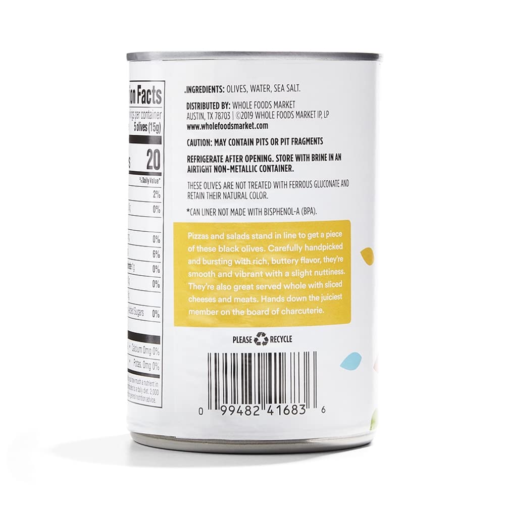 365 by Whole Foods Market, Ripe Medium Pitted Olives, 6 Ounce