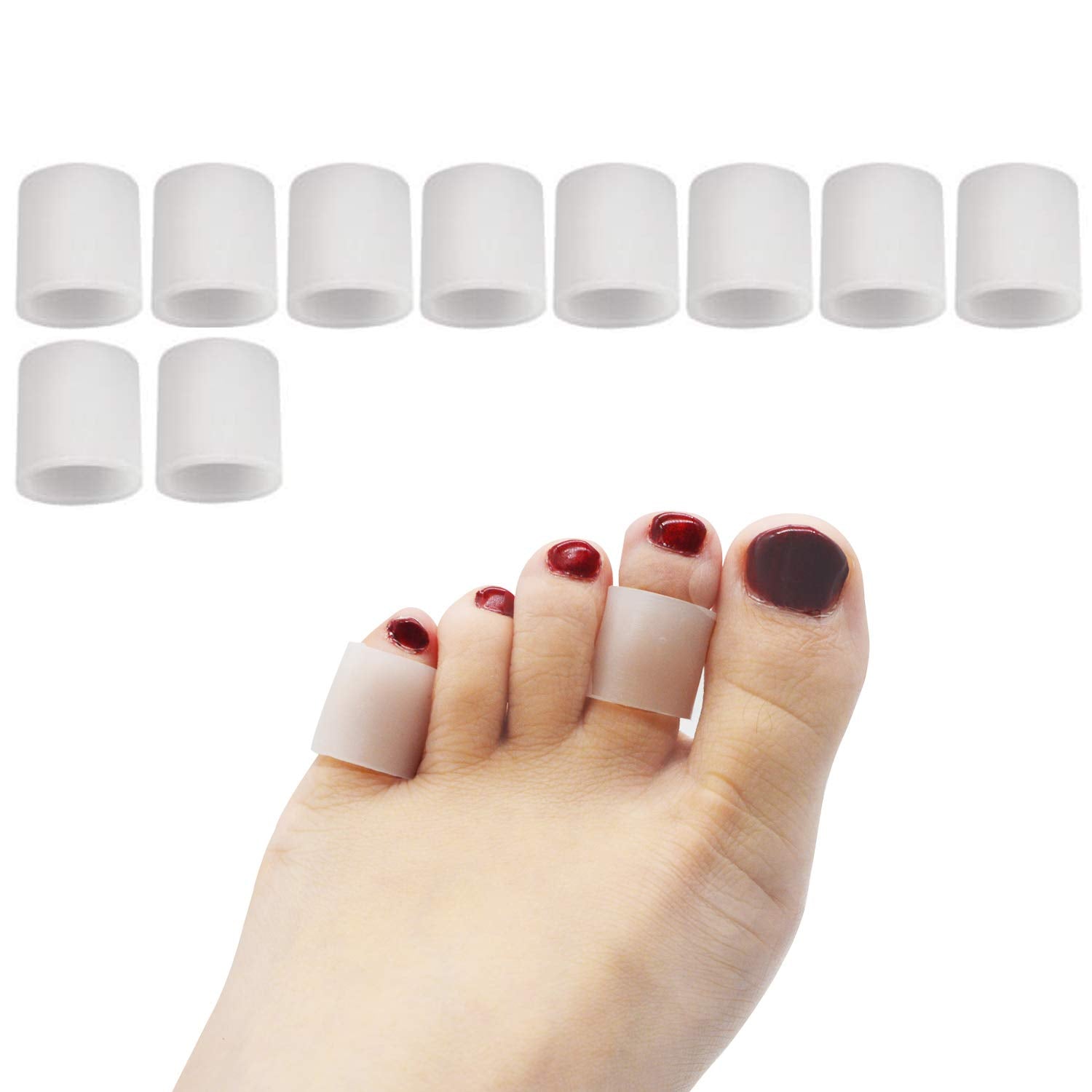 Yimanduo 5 Pairs Pinky Toe Sleeve For Hammer Toes, Toe Tubes, Toe Protectors For Corns Remover, Callus Cushion, Bunion Treatment