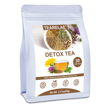 TEARELAE - Detox Tea, 30 Count Herbal Liver Detox Tea Bag - Milk Thistle Seed, Dandelion Root, Licorice Root, Fennel, Turmeric, 