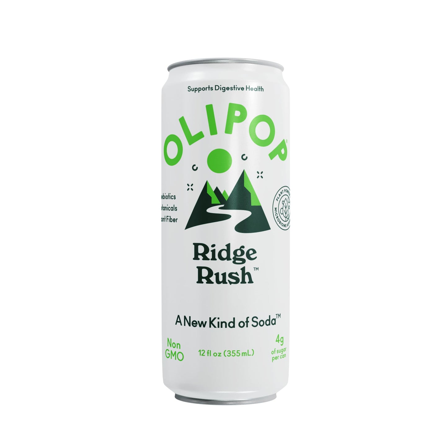 OLIPOP Sparkling Prebiotic Soda  Ridge Rush  Pantry Pack Packed with Prebiotics  Fiber  and Botanicals  Gluten Free  Vegan  GMO Free  12oz Skinny Can (12 Pack)
