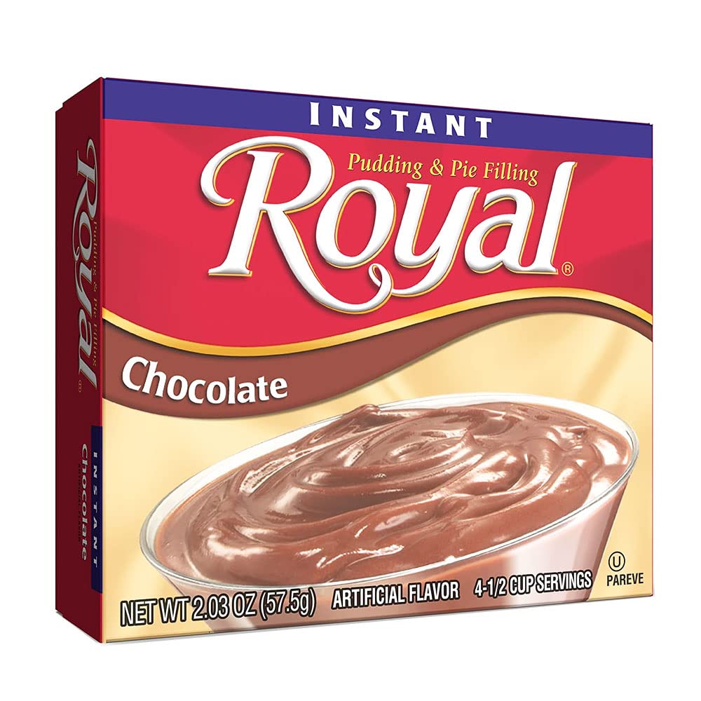 Generic Royal Instant Pudding Chocolate Dessert Mix, 4 Packs, 2.03oz Each, Kosher Pareve, Red
