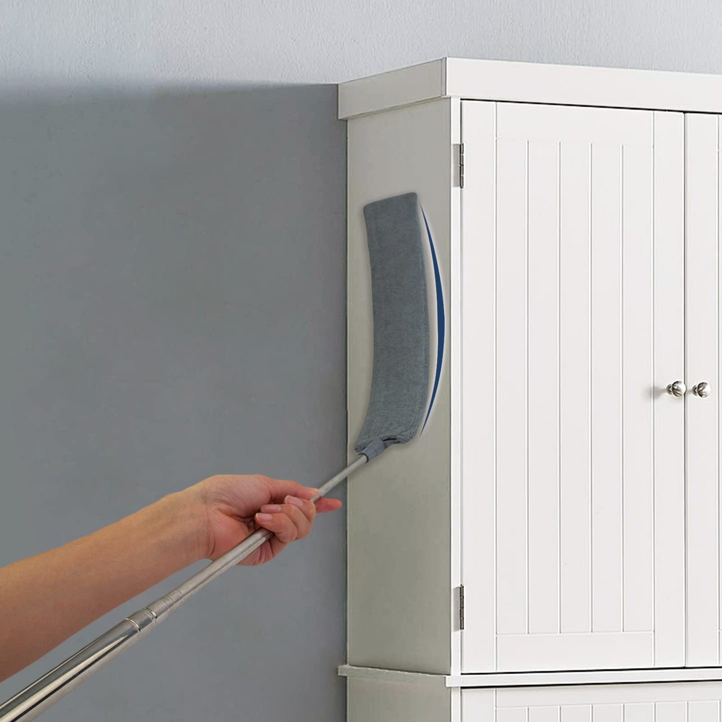 ELEANRA Retractable Gap Dust Cleaner - Extendable Microfiber Duster with 3 Cloths, Gray, Model B0009