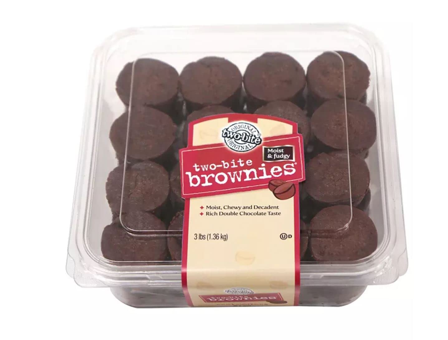 Two-bite Original Brownies - 3 lbs (1.36 kg) - Brown - Pack of 1