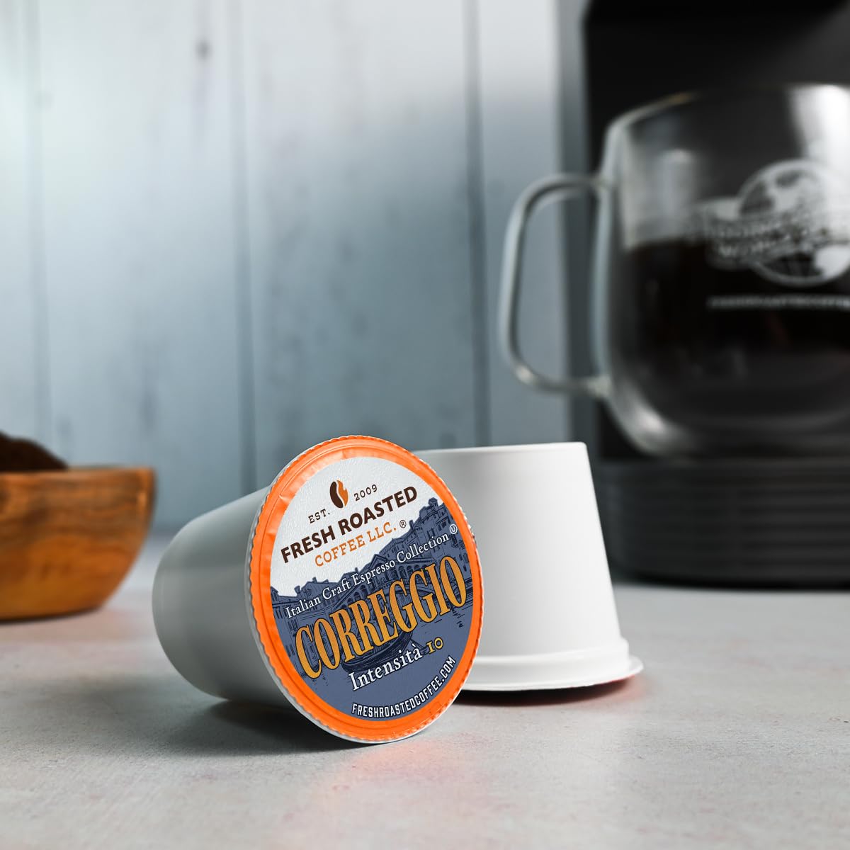 Fresh Roasted Coffee Artisan Blend Dark Roast, 24 Count Pods for K Cup malt-inspired, Kosher