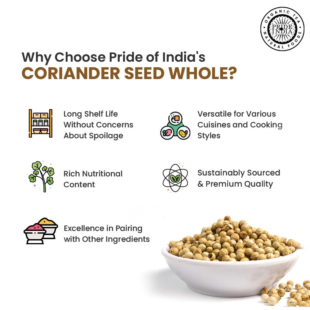 Pride Of India - Coriander Seed Whole - Fresh & Gourmet Indian Whole Spice - Good For Curriesmeat Chicken - Easy To Store - 353