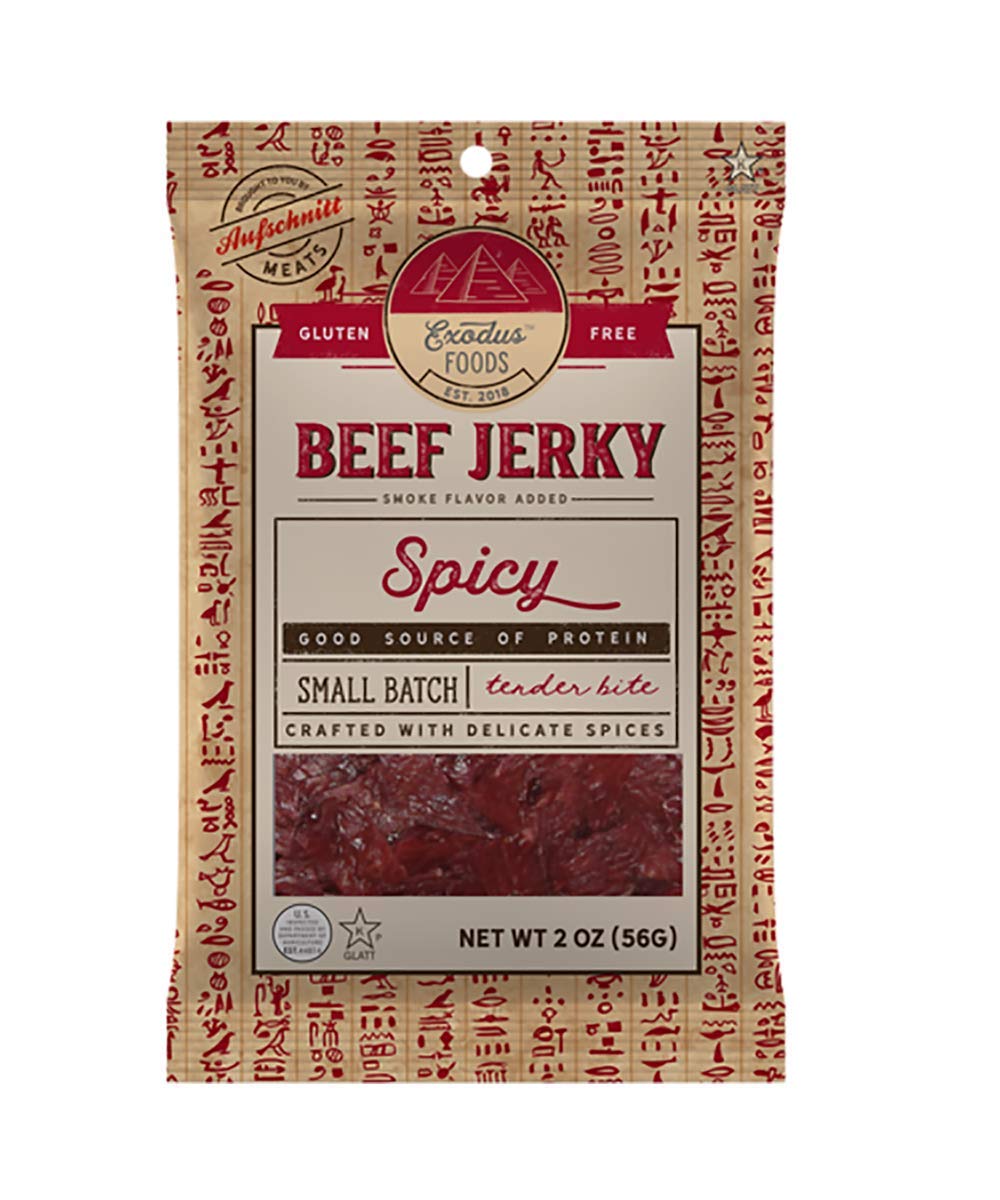 Exodus Passover Beef Jerky | Kosher (Star-K Certified) | Gluten Free (Spicy  24 Pack) | By Aufschnitt Meats