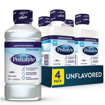 Pedialyte Electrolyte Drink, Hydration Drinks for Kids & mature-themeds, Unflavored, 1 Liter, Pack of 4