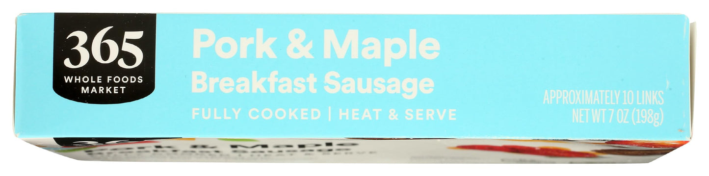 365 Everyday Value Pork & Maple Breakfast Sausage Links, (approximately 10 links), (Frozen), 7 oz