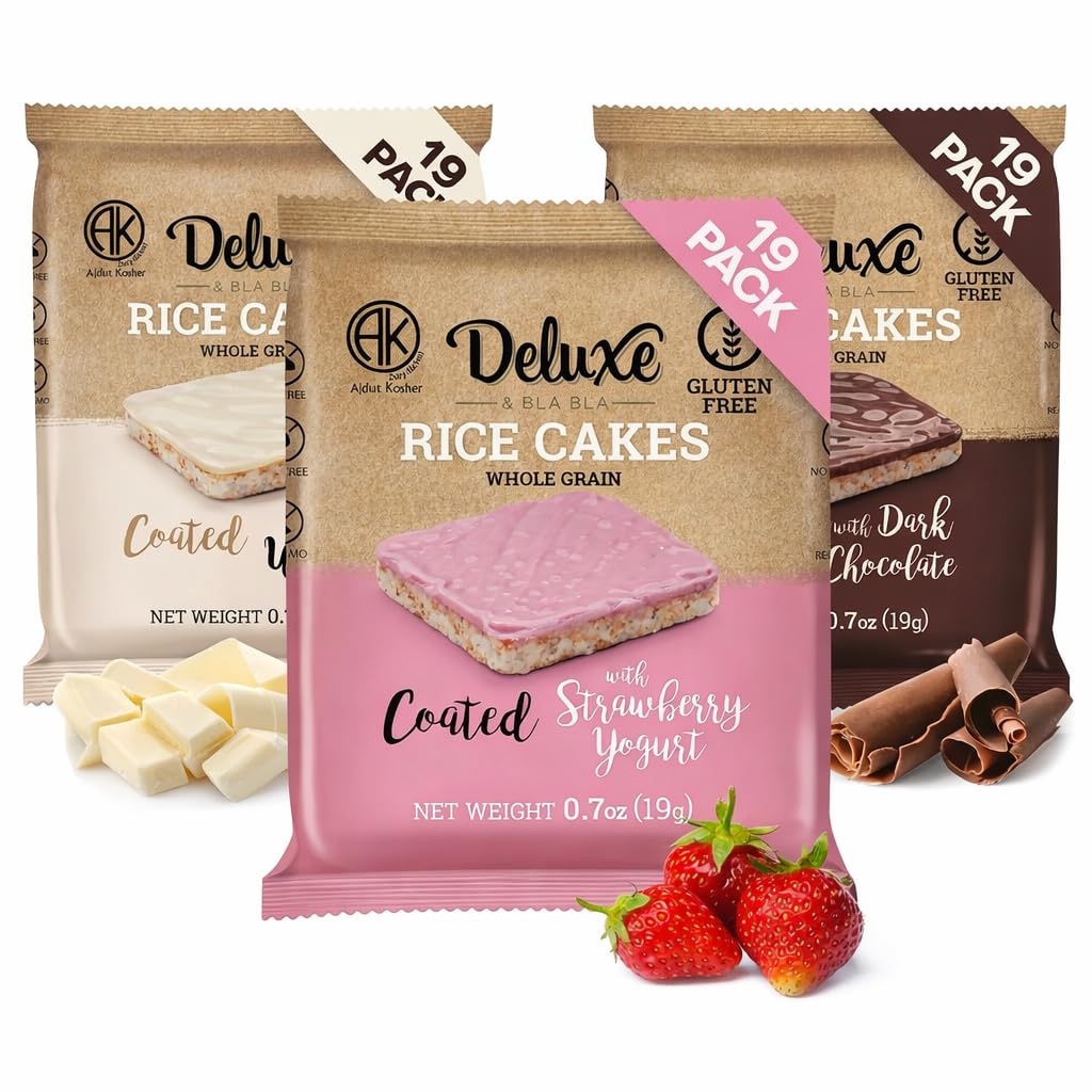 Deluxe & Bla Bla Chocolate Covered Rice Cakes 57 Pack - Whole Grain, Gluten-Free, Kosher Snack - Low-Calorie & Crunchy - Coated 