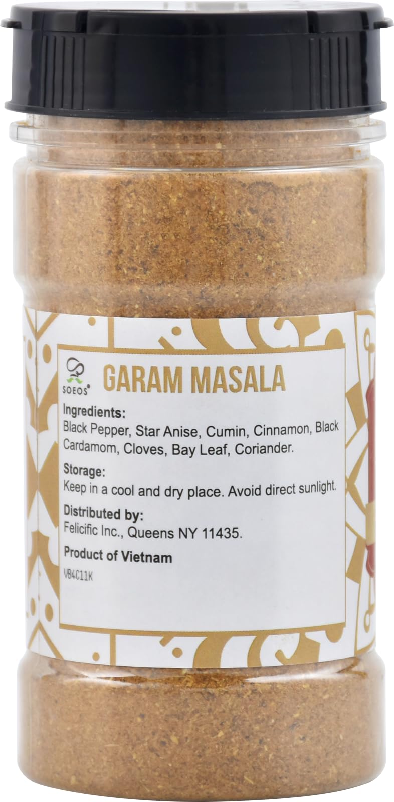 Soeos Garam Masala, 3.2 Oz (90G), Garam Masala Spice Powder, All Natural, Vegan, No Colors, Kosher, Indian 8-Spice Blend, Masala Seasoning