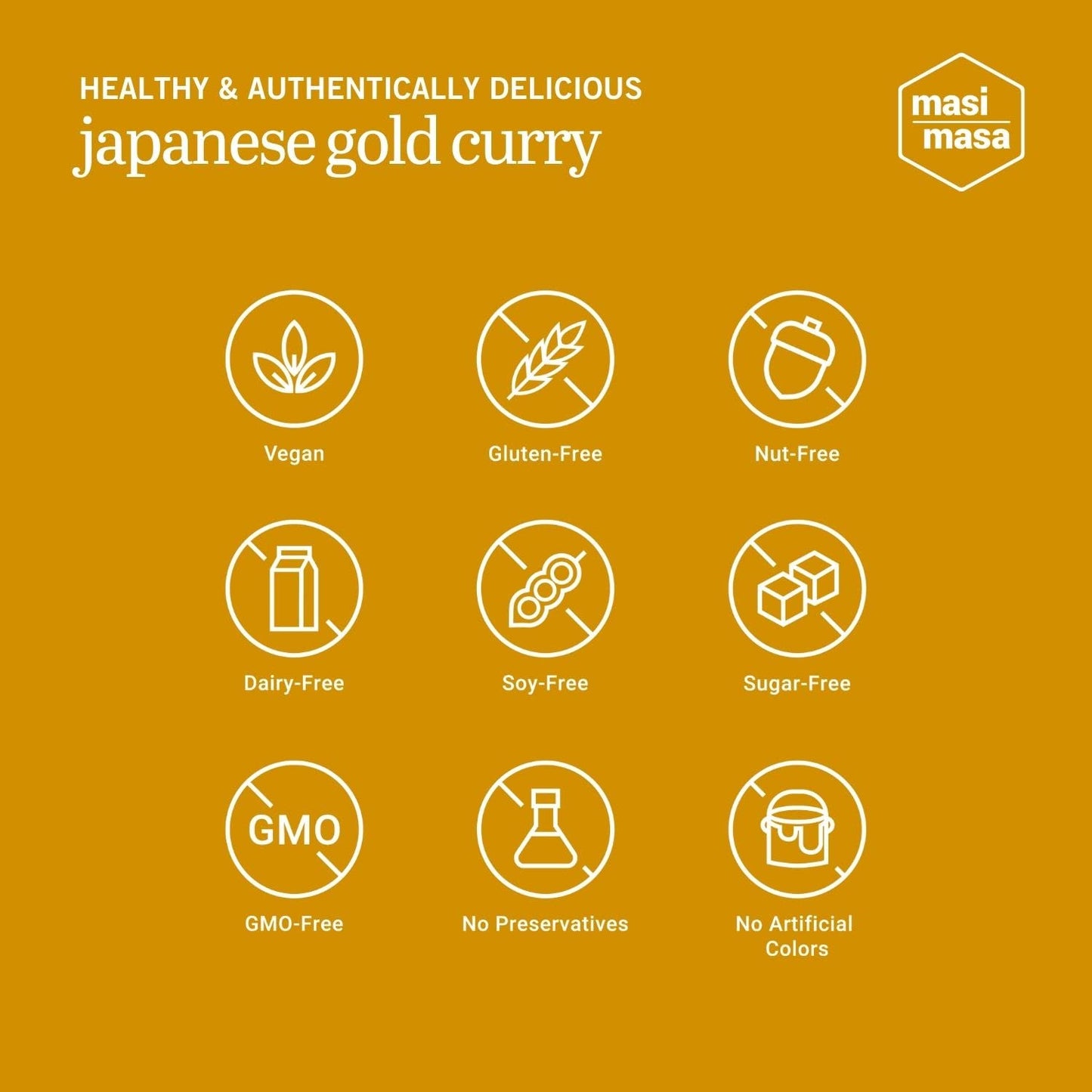 Masi Masa Japanese Gold Curry Spice Blend, 3 Pack, Delicious Golden Curry For Easy Recipes, Japanese Food Curry, Vegan, Gluten-F