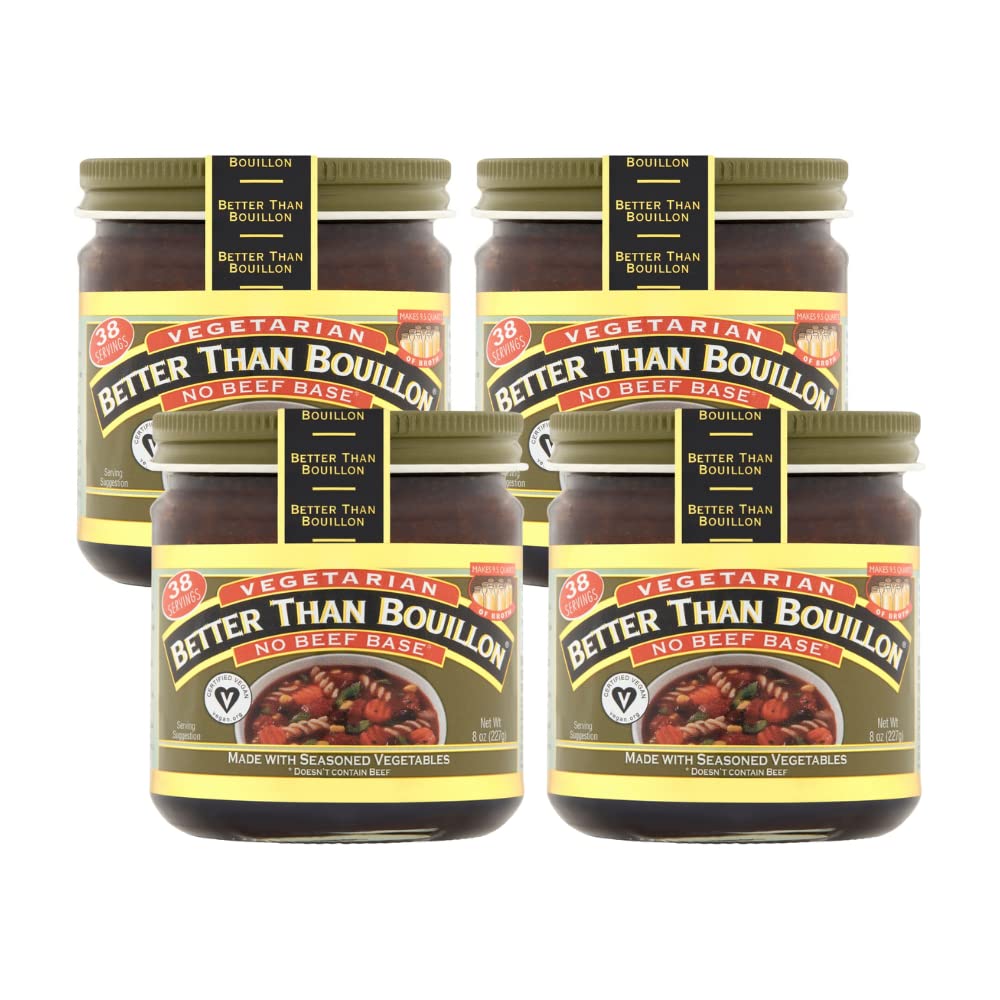 Better Than Bouillon Vegetarian No Beef Base, Certified Vegan, 8 Ounce (Pack of 4)