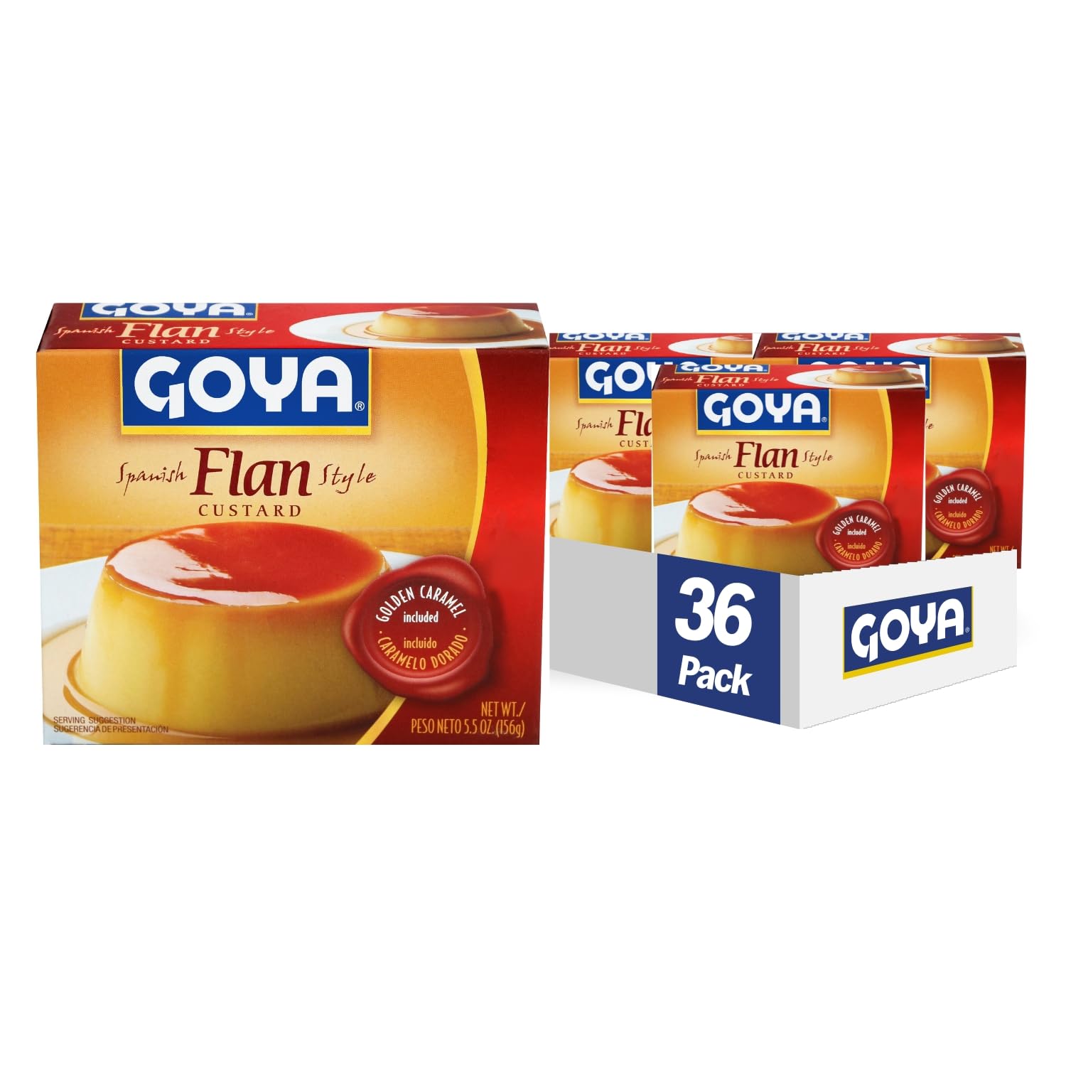 Goya Flan Custard with Caramel, 5.5 Ounce, Pack of 36, Creamy Dessert Treat
