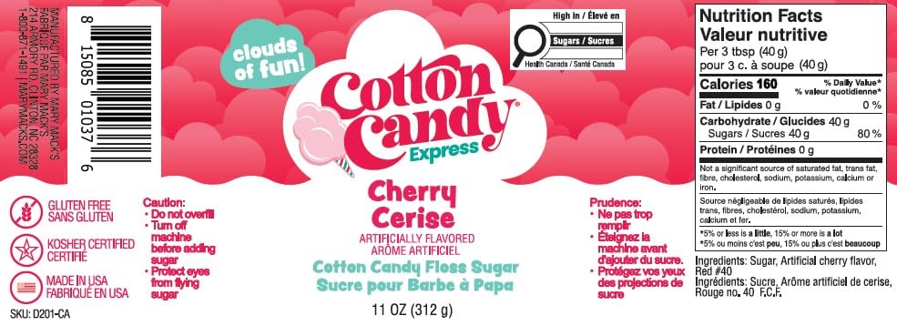 Cotton Candy Express Floss Sugar Variety Pack with 3 - 11oz Plastic Jars of Cherry, Blue Raspberry & Grape Flossing Sugars Plus