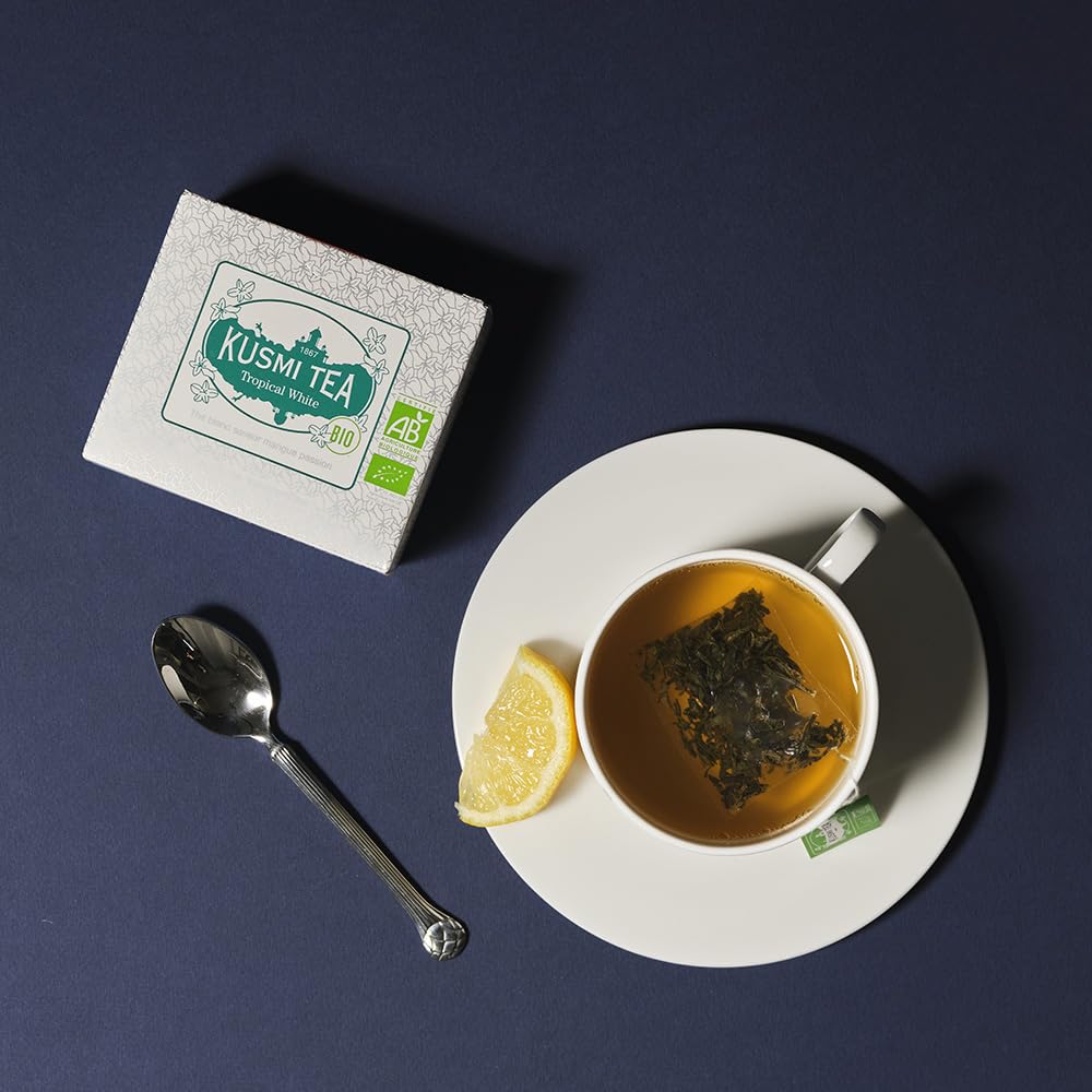 Kusmi Tea - Tropical White - Organic Blend Of White Tea And Green Tea With Mango And Passion Fruit - Organic Flavored White Teas