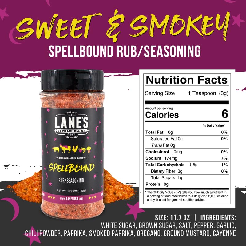 Lanes Pork Rub Seasoning, All-Natural BBQ Rib Rub, 11.7 Oz, Sweet Flavor for smoky aroma
