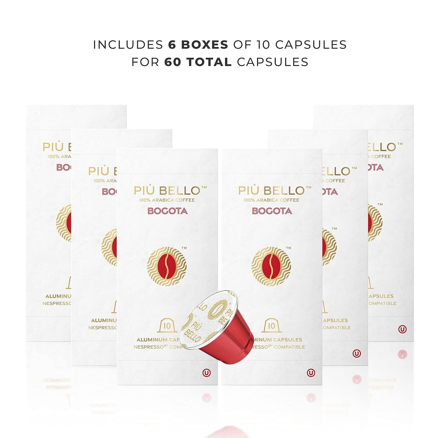 PIU BELLO Espresso Coffee Pods for Nespresso Original Machines – Strong Italian Flavor – 60 Count Pack