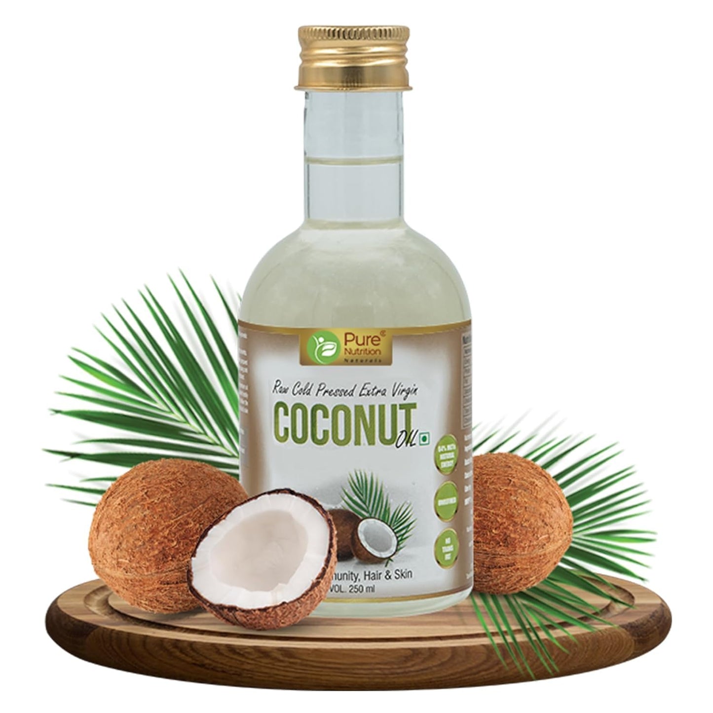 Pure Nutrition Virgin Coconut Oil 250Ml Pet Bottle | Cold Pressed, 100% Pure & Unrefined | Extracted From A1 Grade Coconut Milk 
