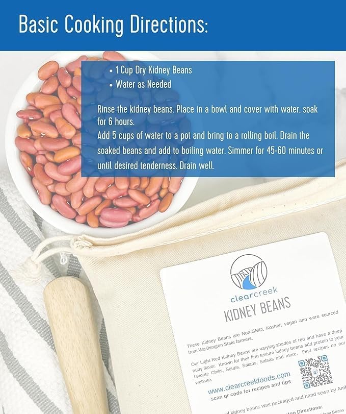Certified Glyphosate Residue Free Kidney Beans | 1 Lb | Non-Gmo | Vegan | Non-Irradiated (Will Sprout) | Kosher | Vegan | Grown