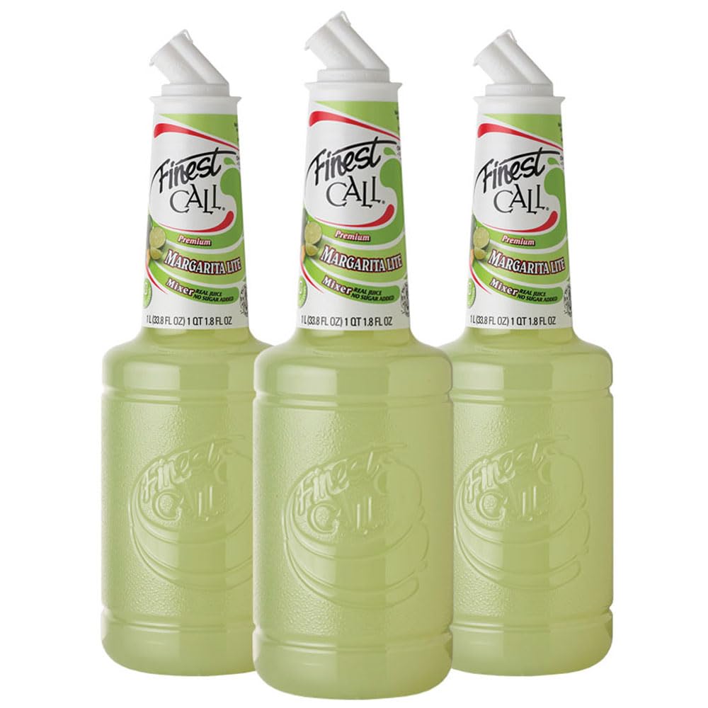 Finest Call Premium Margarita LITE Drink Mix, Pack of 3, 1 Liter Bottles (33.8 Fl Oz)