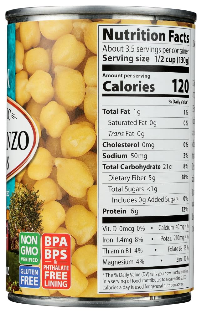 Eden Organic Garbanzo Beans, No Salt Added, 15 Ounce (Pack of 12)