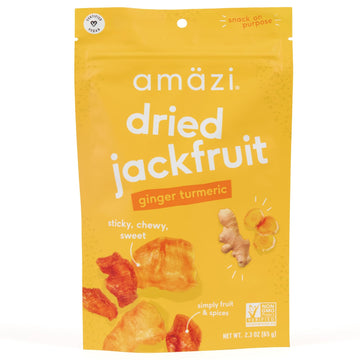 Amazi Foods, Dried Jackfruit, Ginger Turmeric, All Natural Snacks, (6 Pack)