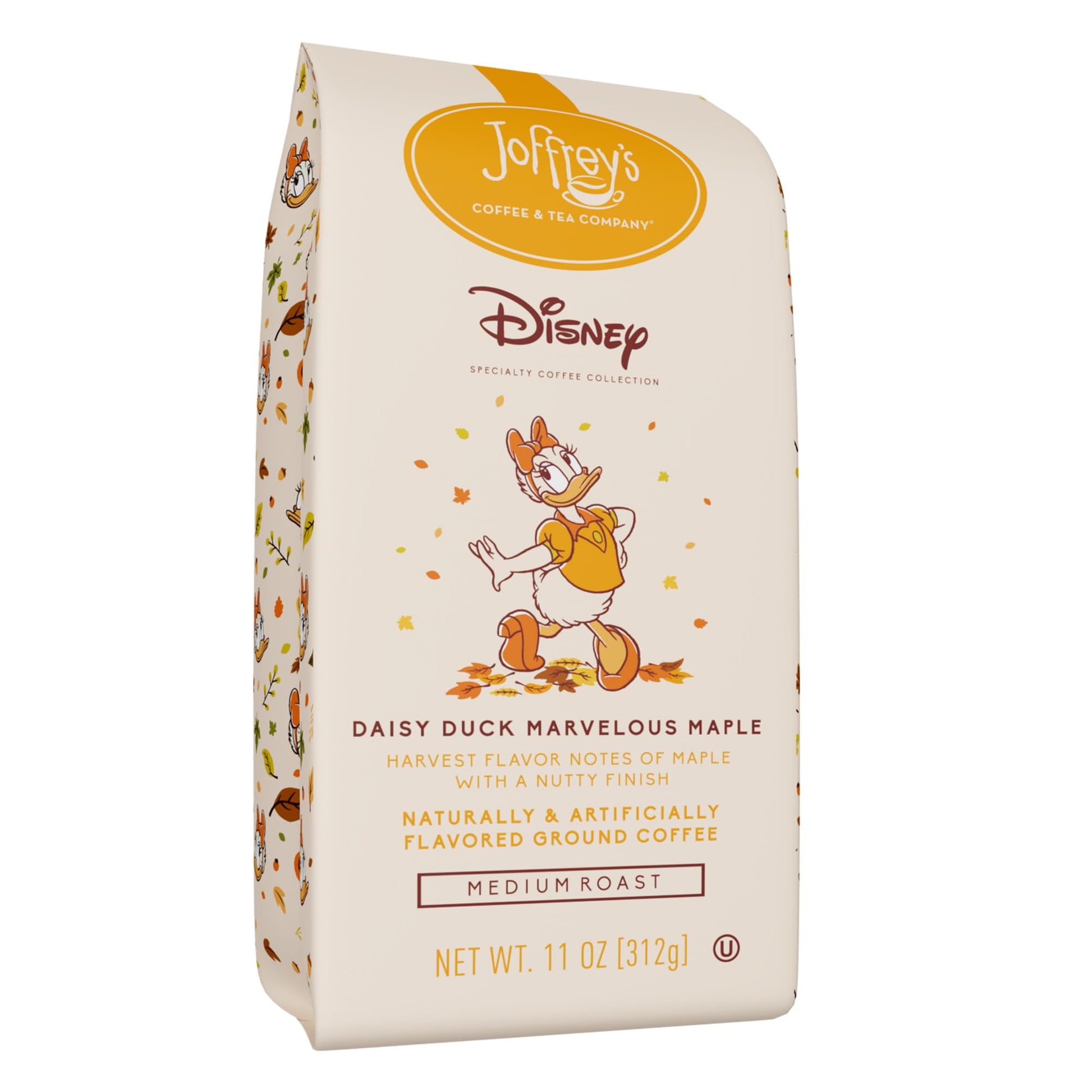 JoffreyS Coffee - Disney Daisy Duck Marvelous Maple Flavored Arabica Ground Coffee  Disney Specialty Collection  Artisan Medium Roast  Rich & Smooth Taste (11Oz)
