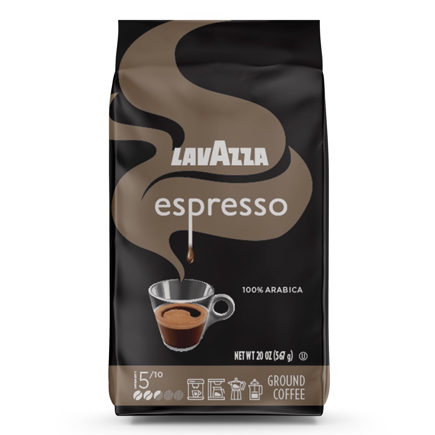 Lavazza Espresso Ground Coffee, Medium Roast, 100% Arabica, 20 oz Bag (Pack of 6)