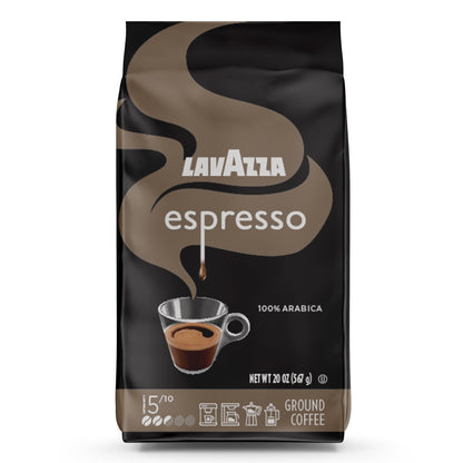 Lavazza Espresso Ground Coffee, Medium Roast, 100% Arabica, 20 oz Bag (Pack of 6)