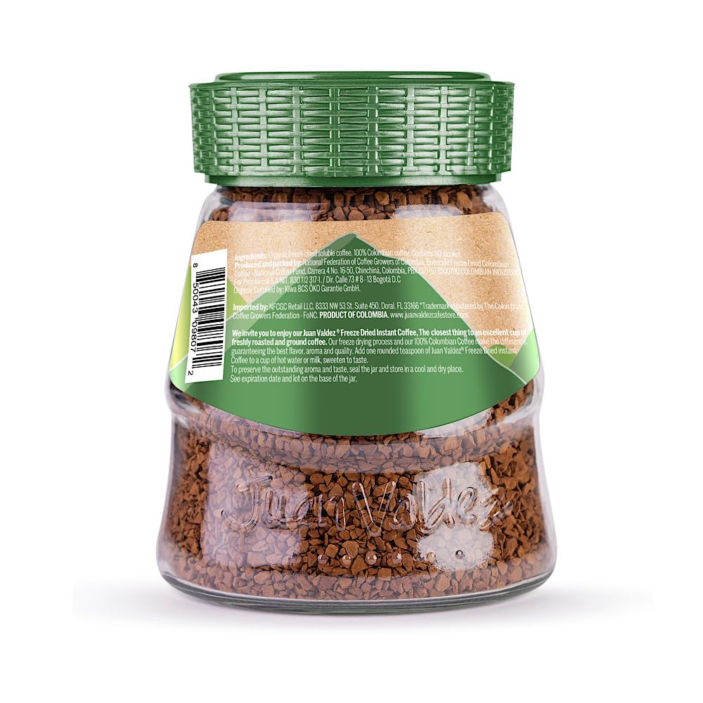 Juan Valdez Organic Freeze Dried Coffee, Classic Flavor, 3.5 OZ, 100% Colombian, USDA Organic Certified, Pack of 1