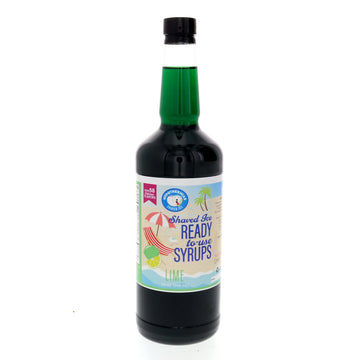 Hypothermias Hawaiian Snow Cone Syrup, Shaved Ice Flavor - Quart (32 Fl. Oz) - Lime - Non-GMO 100% Pure Cane Sugar, BPA-Free Pla