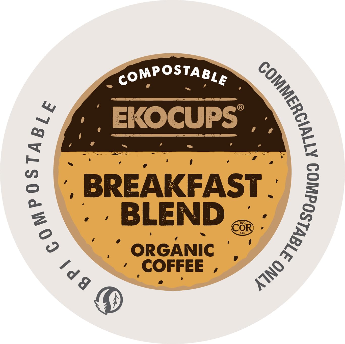 Ekocups Organic Breakfast Blend Coffee Pods - Light Roast  Compostable  Plant-Based & Freshness-Sealed - French Press-Quality Brew - Keurig Compatible  20ct