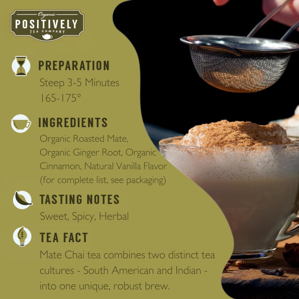 Organic Positively Tea Company, Toasty Mate Chai Tea, Loose Leaf, 4 Ounce