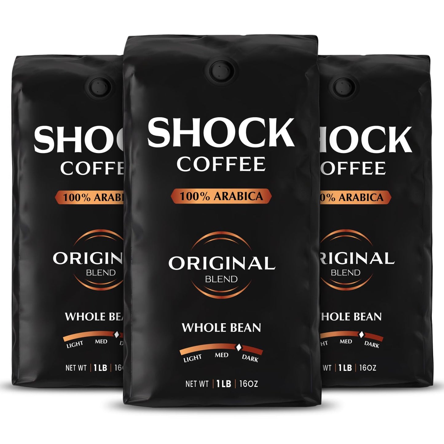 Shock Coffee Whole Bean  The Strongest Caffeinated All-Natural Coffee  Up To 50% More Energy Blend. 3 Lb