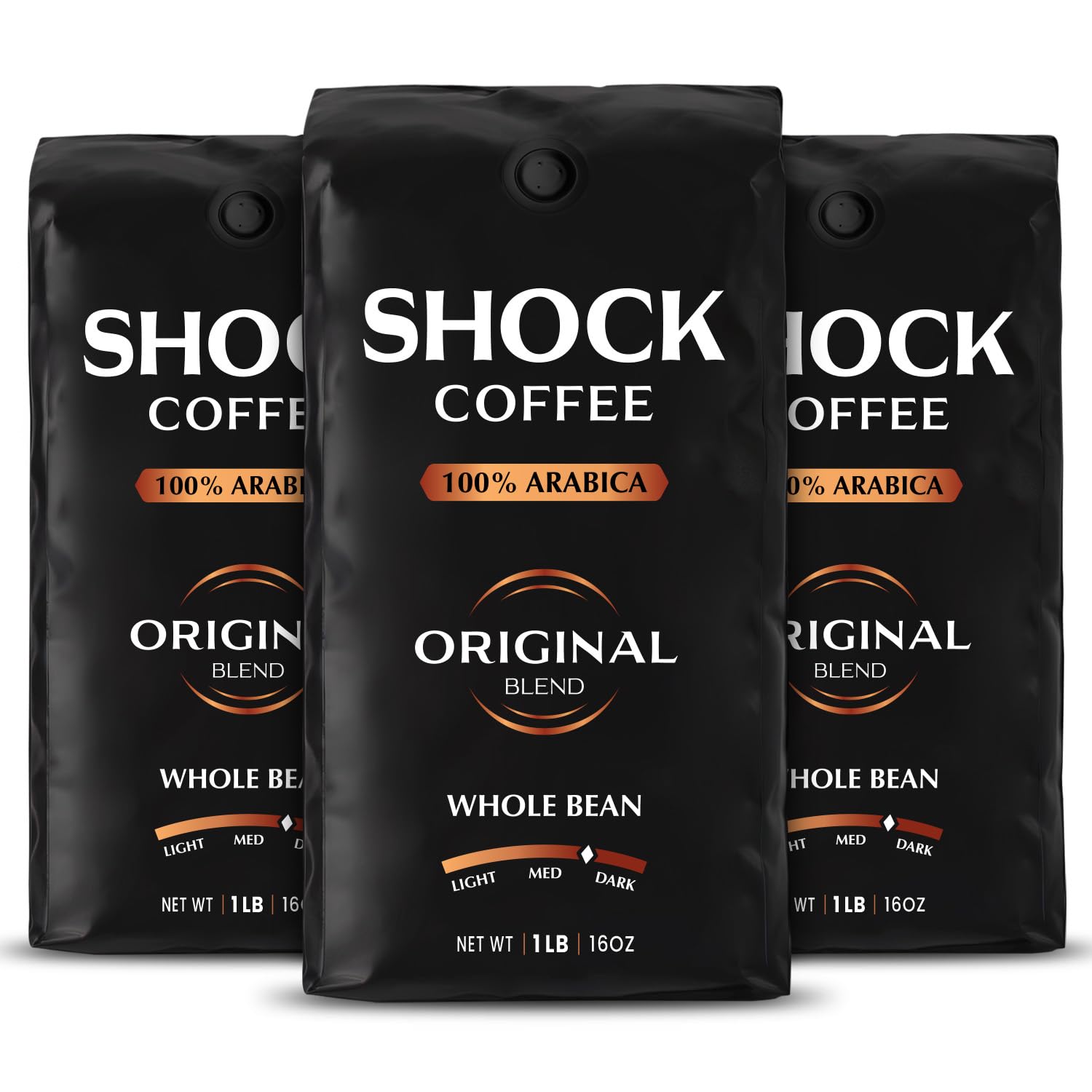 Shock Coffee Whole Bean  The Strongest Caffeinated All-Natural Coffee  Up To 50% More Energy Blend. 3 Lb