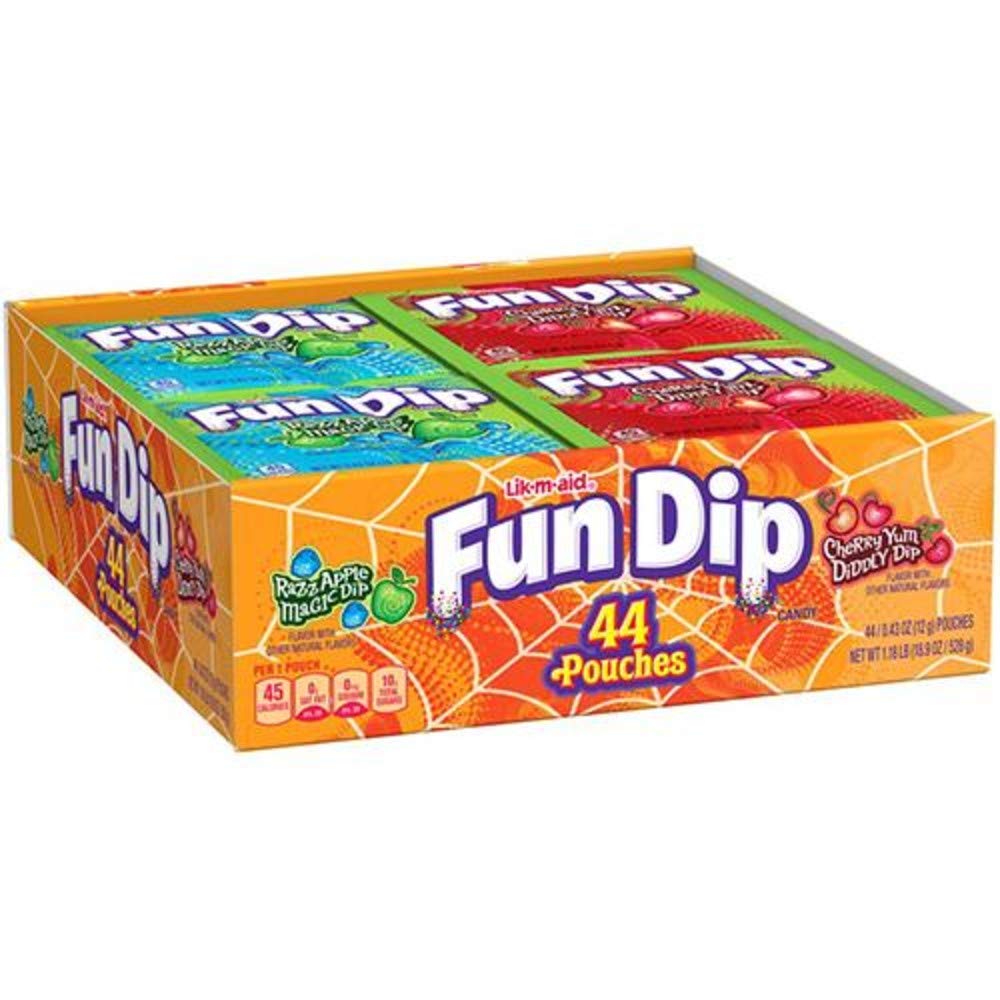 Fun Dip Candy  Halloween Trick or Treat Razz Apple Magic Dip & Cherry Yum Diddly Dip Candy Pouches  44 ct