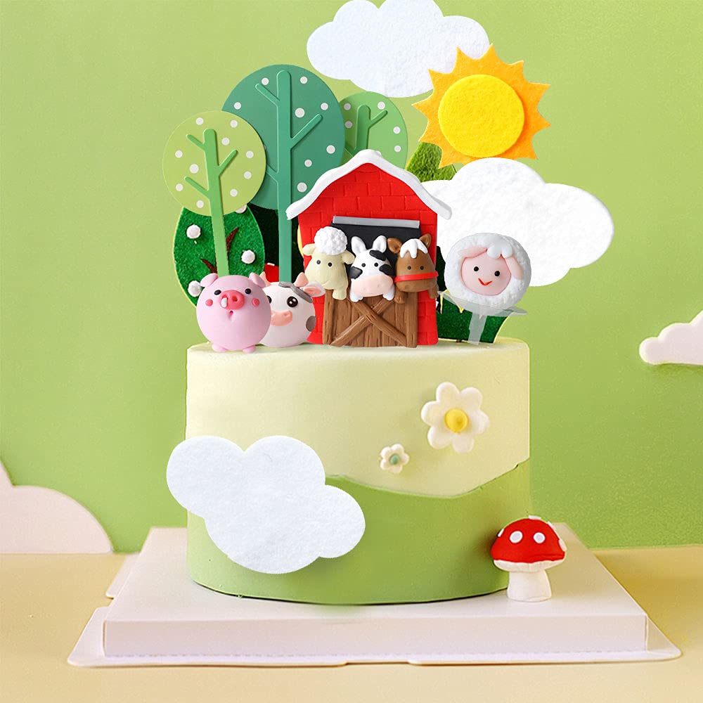 Jevenis Little Farm Animal Cake Decoration Sheep Cake Topper Farm Animal Birthday Cake Topper Cow Cake Decoration Pig Cake Toppe