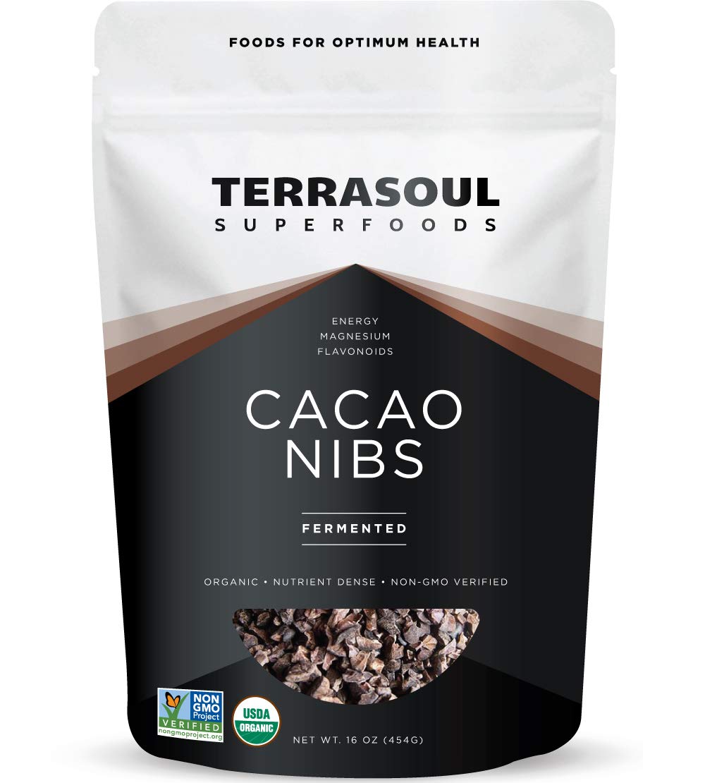 Terrasoul Superfoods Raw Organic Cacao Nibs, 16 Oz, Superfood Crunch for Smoothie Bowls, Nut Butter Spreads, Oatmeal and DIY Cho