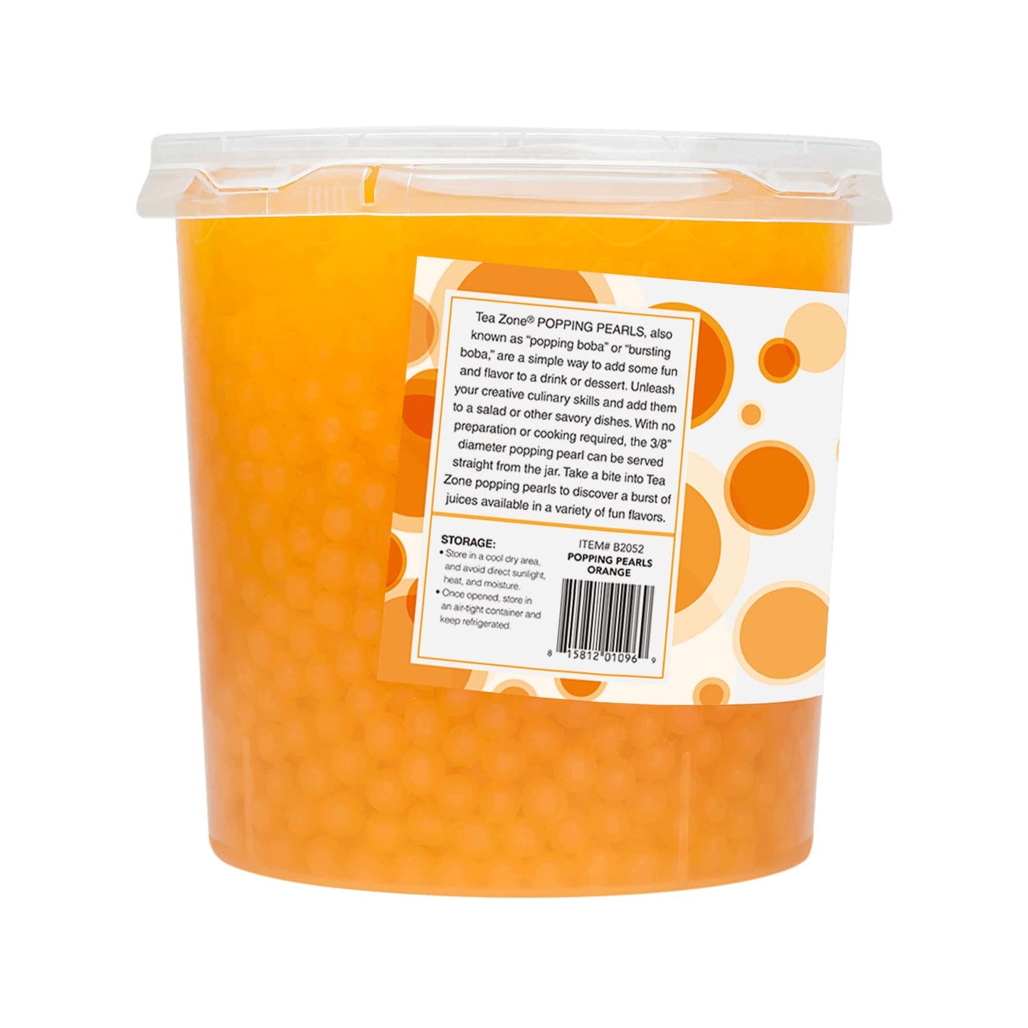 Tea Zone B2052 7 Lbs Orange Popping Pearls For Boba Tea Beverages, Sweets, Ice Cream Topping