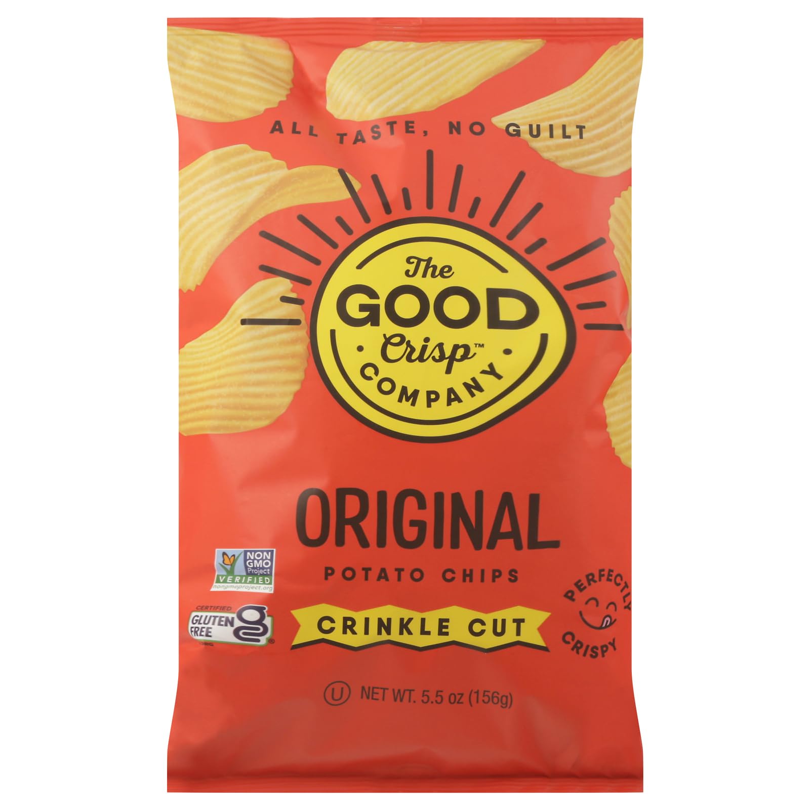 The Good Crisp Company Original Potato Chips, Crinkle Cut, Kosher, Gluten Free & Non-GMO, 5.5 Ounce (Pack of 12)