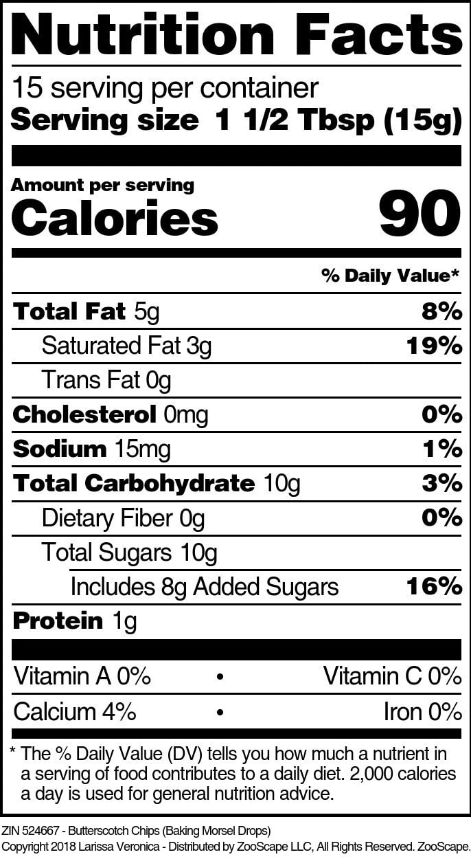 Butterscotch Chips (Baking Morsel Drops) (8 Oz, Zin: 524667) - 3 Pack