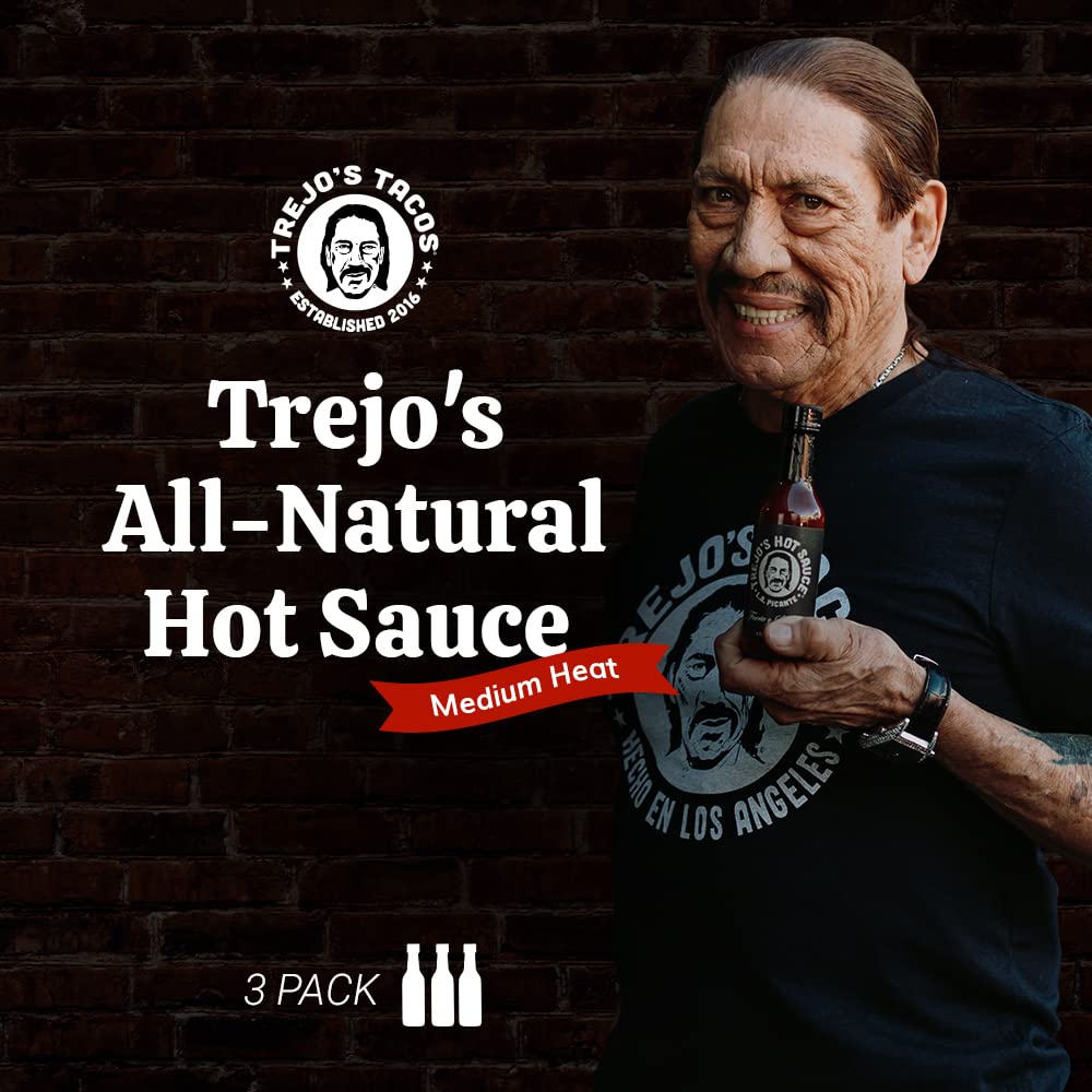 Trejo's Tacos All-Natural Hot Sauce - Medium Heat Blend of Peppers - Zero Calories - Non-GMO - Danny Trejos Famous Hot Sauce fro