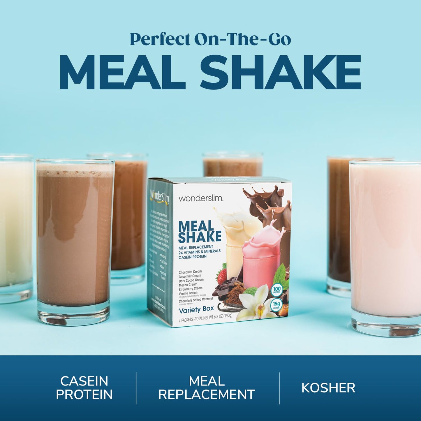 WonderSlim Meal Replacement Shake, Dark Cocoa Cream, 15g Protein, 24 Vitamins & Minerals, Gluten Free, 7 Count Box