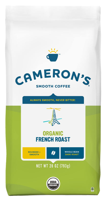Camerons Coffee Roasted Whole Bean Coffee, Organic French Roast, 28 Ounce , (Pack of 1)