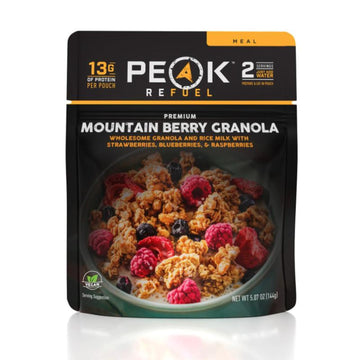 Peak Refuel Mountain Berry Granola With Rice Milk | Vegan, Dairy Free | Freeze Dried Backpacking And Camping Food | Amazing Tast